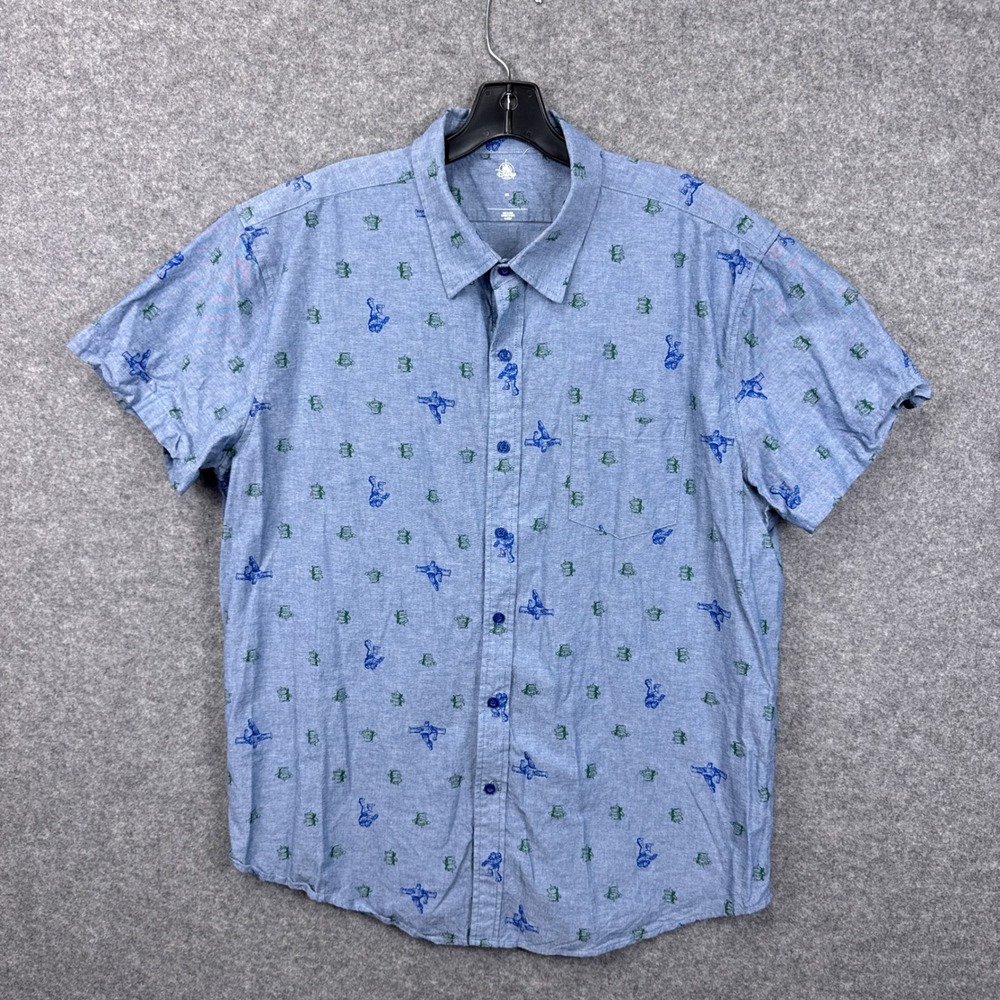 Disney Store Toy Story Shirt 2XL Blue Cotton Buzz Lightyear Alien Short Sleeve